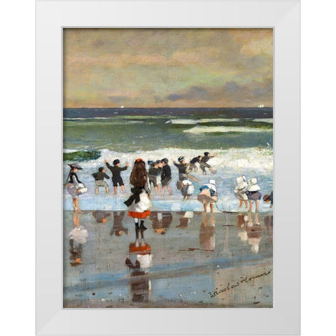 Beach Scene White Modern Wood Framed Art Print by Homer, Winslow