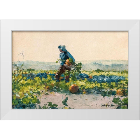 For to Be a Farmers Boy White Modern Wood Framed Art Print by Homer, Winslow