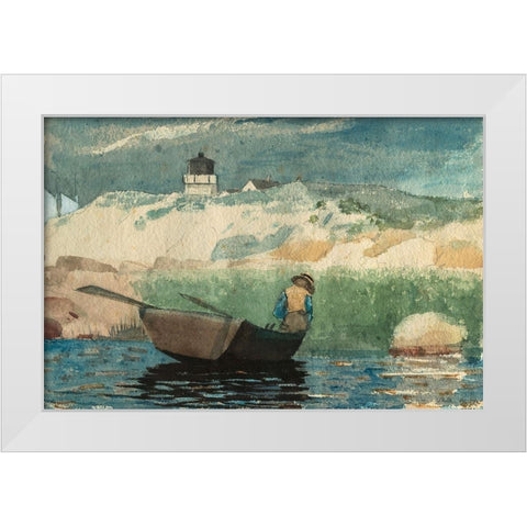 Boy in Boat, Gloucester White Modern Wood Framed Art Print by Homer, Winslow