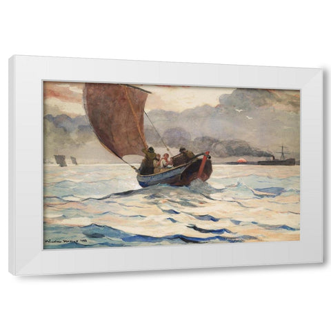Returning Fishing Boats White Modern Wood Framed Art Print by Homer, Winslow