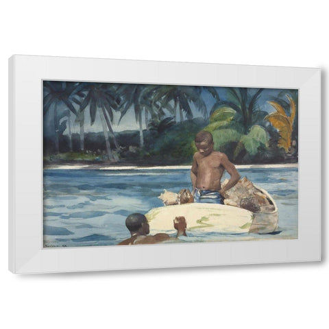 West India Divers White Modern Wood Framed Art Print by Homer, Winslow