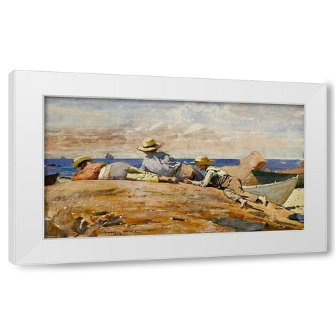 Three Boys on the Shore White Modern Wood Framed Art Print by Homer, Winslow