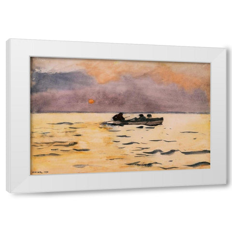 Rowing Home White Modern Wood Framed Art Print by Homer, Winslow
