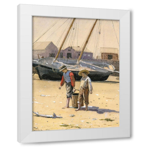 A Basket of Clams White Modern Wood Framed Art Print by Homer, Winslow