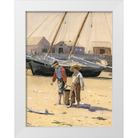A Basket of Clams White Modern Wood Framed Art Print by Homer, Winslow