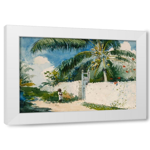 A Garden in Nassau White Modern Wood Framed Art Print by Homer, Winslow