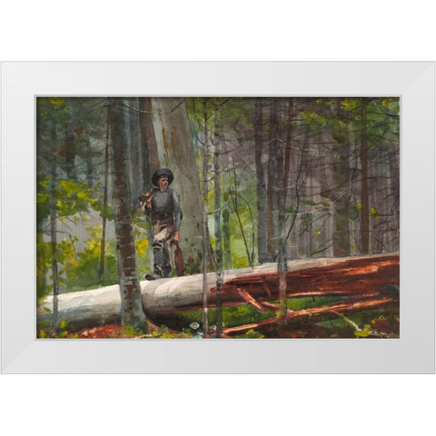 Hunter in the Adirondacks White Modern Wood Framed Art Print by Homer, Winslow