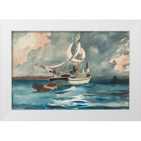 Sloop, Nassau White Modern Wood Framed Art Print by Homer, Winslow