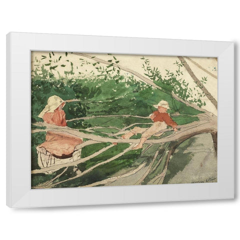 Out on a Limb White Modern Wood Framed Art Print by Homer, Winslow