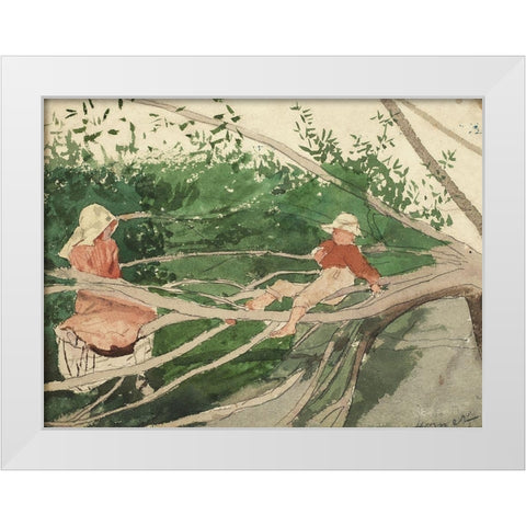 Out on a Limb White Modern Wood Framed Art Print by Homer, Winslow