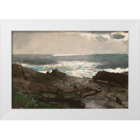 Sunshine and Shadow, Prouts Neck White Modern Wood Framed Art Print by Homer, Winslow