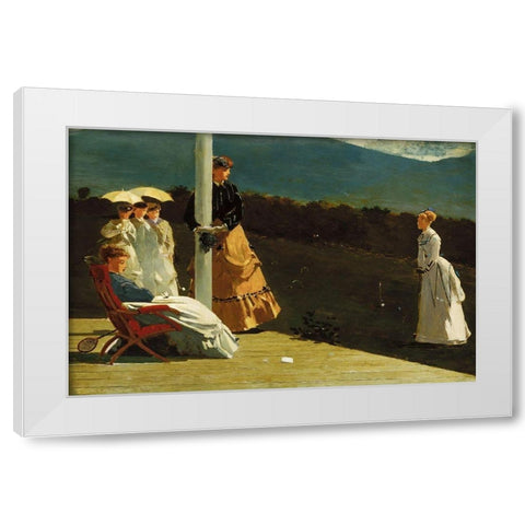 Croquet Match White Modern Wood Framed Art Print by Homer, Winslow