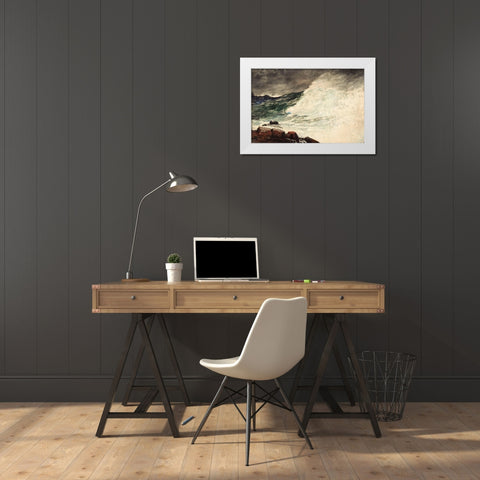 Prouts Neck, Breaking Wave White Modern Wood Framed Art Print by Homer, Winslow