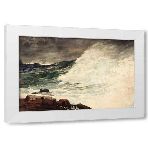Prouts Neck, Breaking Wave White Modern Wood Framed Art Print by Homer, Winslow