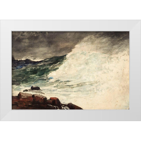 Prouts Neck, Breaking Wave White Modern Wood Framed Art Print by Homer, Winslow