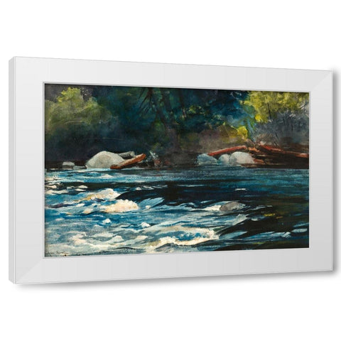 The Rapids, Hudson River, Adirondacks White Modern Wood Framed Art Print by Homer, Winslow