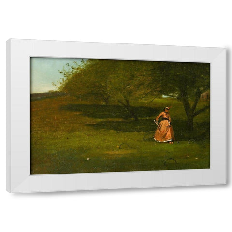Croquet Player White Modern Wood Framed Art Print by Homer, Winslow