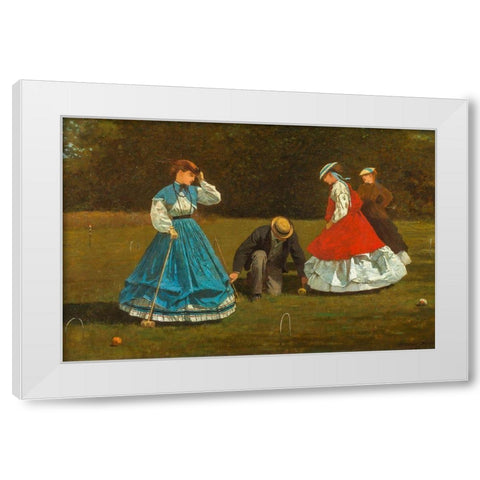 Croquet Scene White Modern Wood Framed Art Print by Homer, Winslow