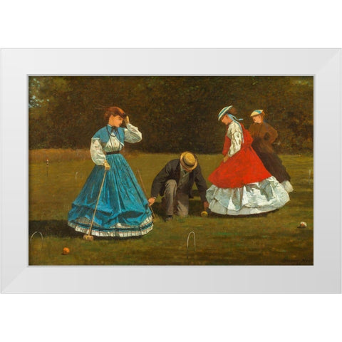 Croquet Scene White Modern Wood Framed Art Print by Homer, Winslow