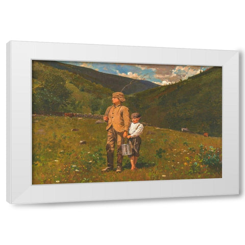 Crossing the Pasture White Modern Wood Framed Art Print by Homer, Winslow