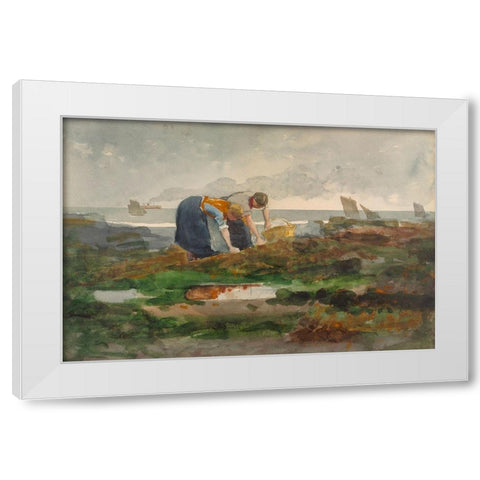 The Mussel Gatherers White Modern Wood Framed Art Print by Homer, Winslow