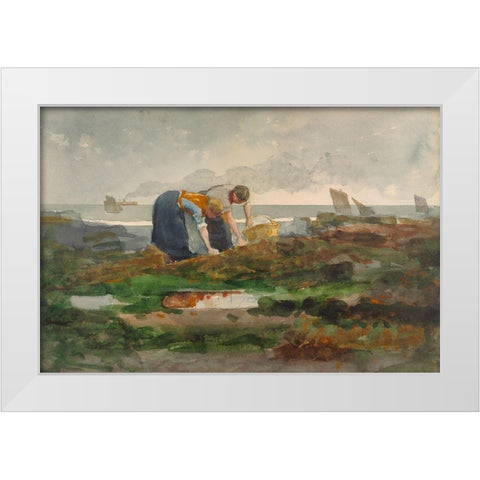 The Mussel Gatherers White Modern Wood Framed Art Print by Homer, Winslow