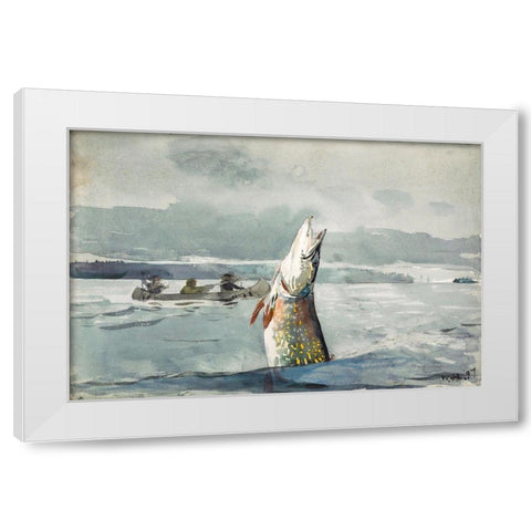 Pike, Lake St. John Ouananiche Fishing White Modern Wood Framed Art Print by Homer, Winslow