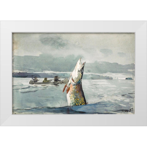 Pike, Lake St. John Ouananiche Fishing White Modern Wood Framed Art Print by Homer, Winslow