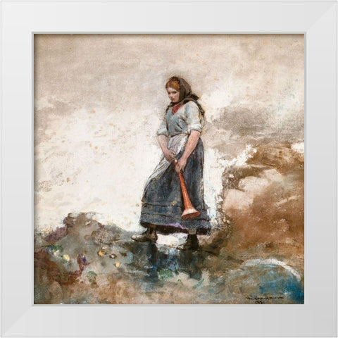 Daughter of the Coast Guard White Modern Wood Framed Art Print by Homer, Winslow