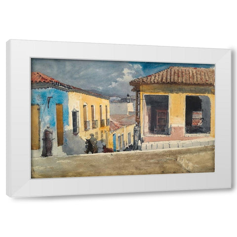 Santiago de Cuba, Street Scene White Modern Wood Framed Art Print by Homer, Winslow