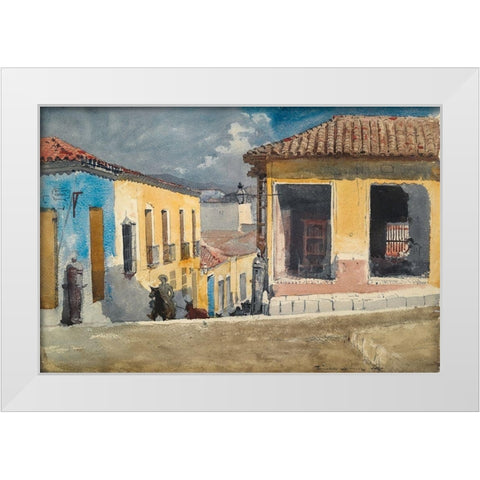 Santiago de Cuba, Street Scene White Modern Wood Framed Art Print by Homer, Winslow