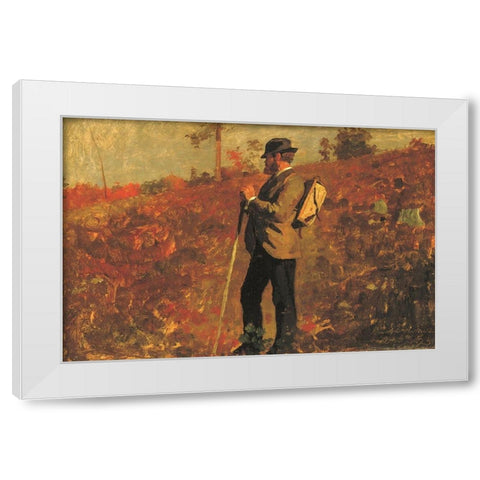 Man with a Knapsack White Modern Wood Framed Art Print by Homer, Winslow