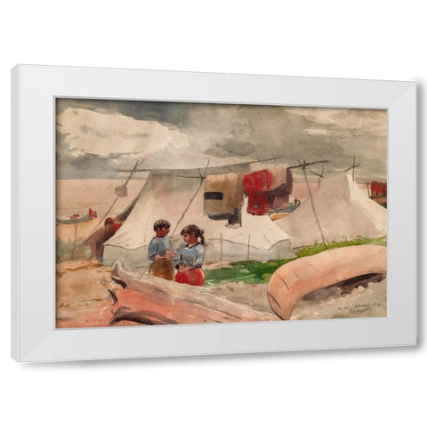 Indian Camp, Roberval, P.Q. White Modern Wood Framed Art Print by Homer, Winslow