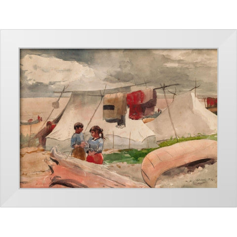 Indian Camp, Roberval, P.Q. White Modern Wood Framed Art Print by Homer, Winslow