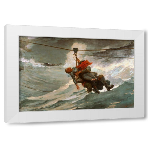The Life Line White Modern Wood Framed Art Print by Homer, Winslow