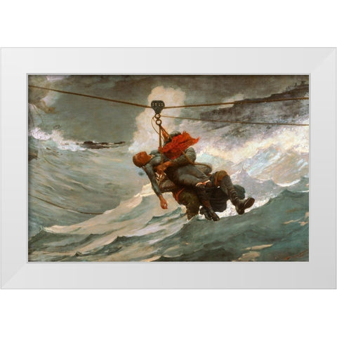 The Life Line White Modern Wood Framed Art Print by Homer, Winslow