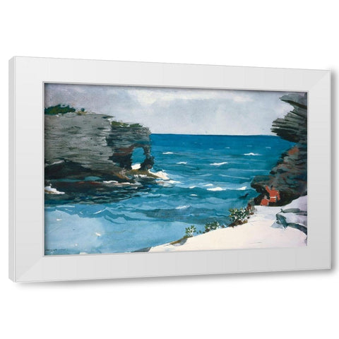 Rocky Shore, Bermuda White Modern Wood Framed Art Print by Homer, Winslow