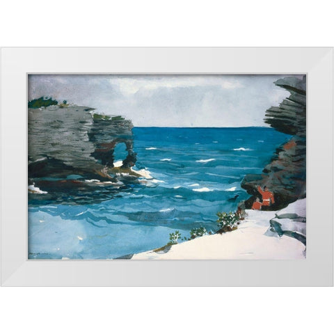Rocky Shore, Bermuda White Modern Wood Framed Art Print by Homer, Winslow