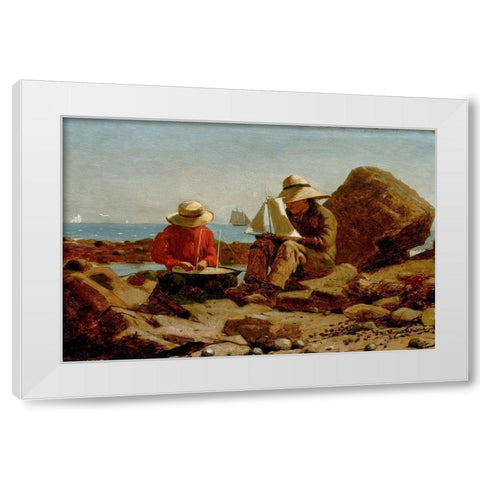 The Boat Builders White Modern Wood Framed Art Print by Homer, Winslow