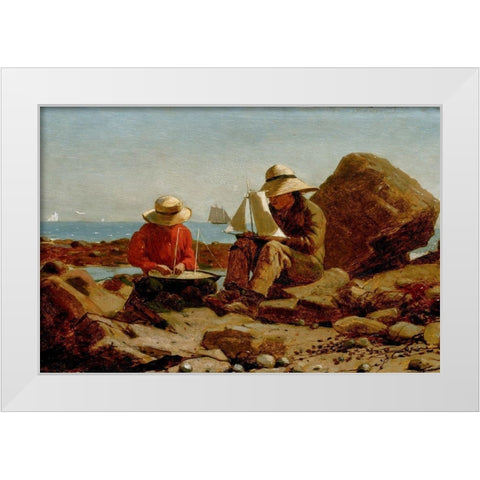 The Boat Builders White Modern Wood Framed Art Print by Homer, Winslow