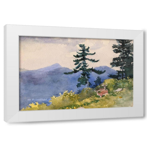 North Woods Club, Adirondacks White Modern Wood Framed Art Print by Homer, Winslow