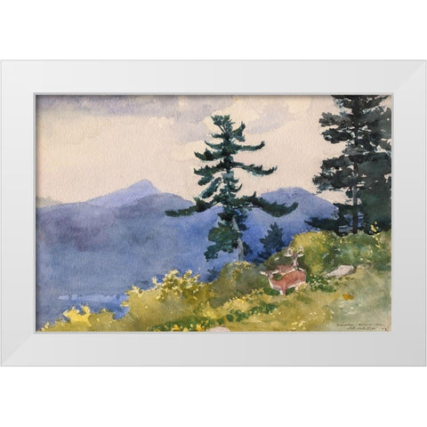 North Woods Club, Adirondacks White Modern Wood Framed Art Print by Homer, Winslow