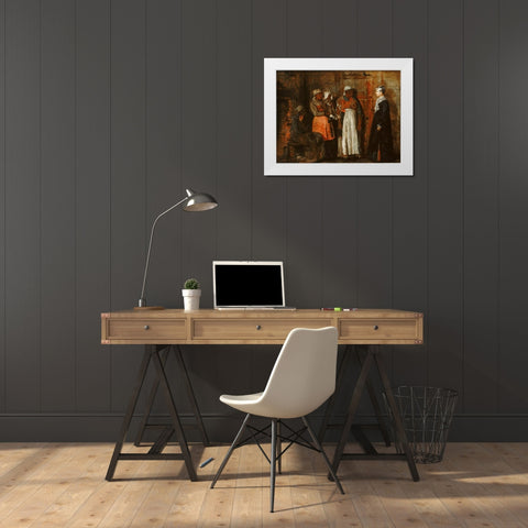 A Visit from the Old Mistress White Modern Wood Framed Art Print by Homer, Winslow