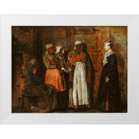 A Visit from the Old Mistress White Modern Wood Framed Art Print by Homer, Winslow