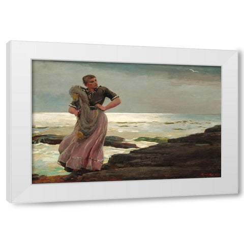 A Light on the Sea White Modern Wood Framed Art Print by Homer, Winslow