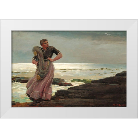 A Light on the Sea White Modern Wood Framed Art Print by Homer, Winslow