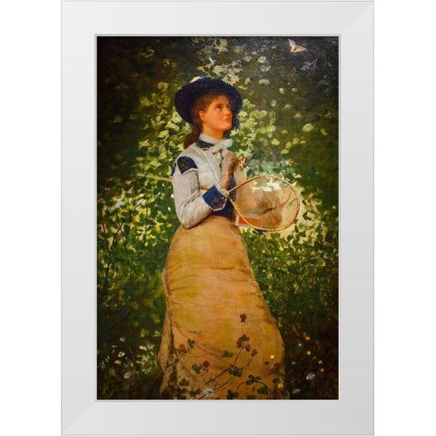 Butterflies White Modern Wood Framed Art Print by Homer, Winslow