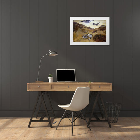 Wild Geese in Flight White Modern Wood Framed Art Print by Homer, Winslow