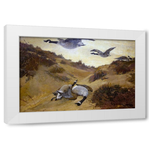 Wild Geese in Flight White Modern Wood Framed Art Print by Homer, Winslow