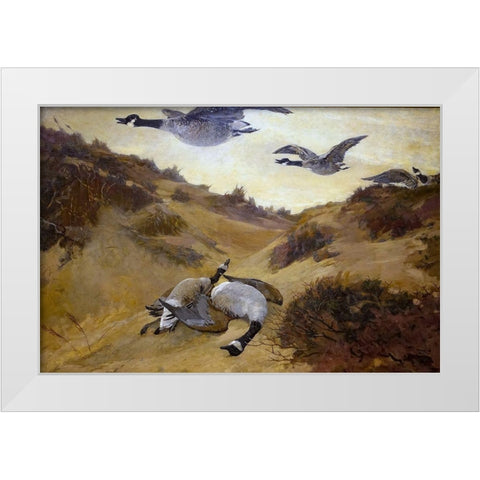 Wild Geese in Flight White Modern Wood Framed Art Print by Homer, Winslow